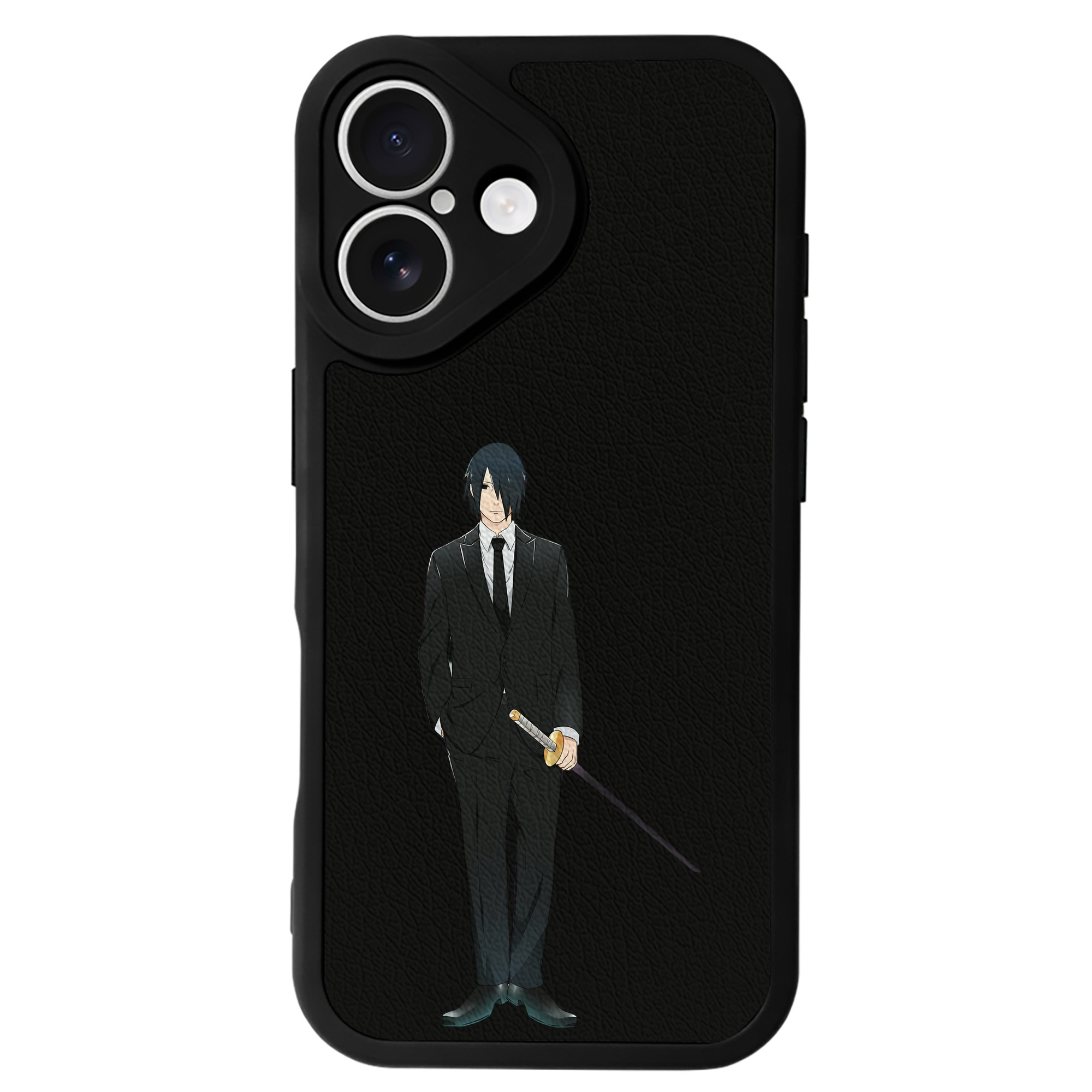（画像用） NARUTO -ナルト- うちは サスケ Uchiha Sasuke 【iPhone 16シリーズ対応】シリコンスマホケース（レザー調） 材質：シリコン